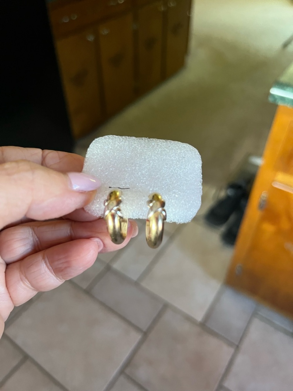 Solid 10K -Gold Hoop Earrings with Twisted Detail - 1/2 “ in size around.